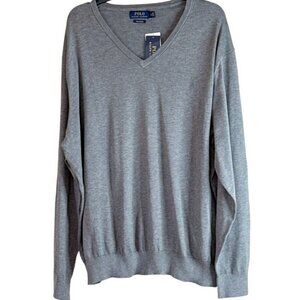 Polo Ralph Lauren Men's Knit Sweater Pima Cotton V-Neck Pullover Size XXL NWT